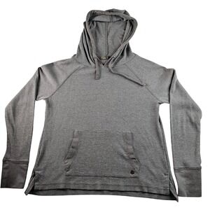 Mens Gray Waffle Knit Hoodie Pullover Casual Hooded Sweatshirt for Daily Wear